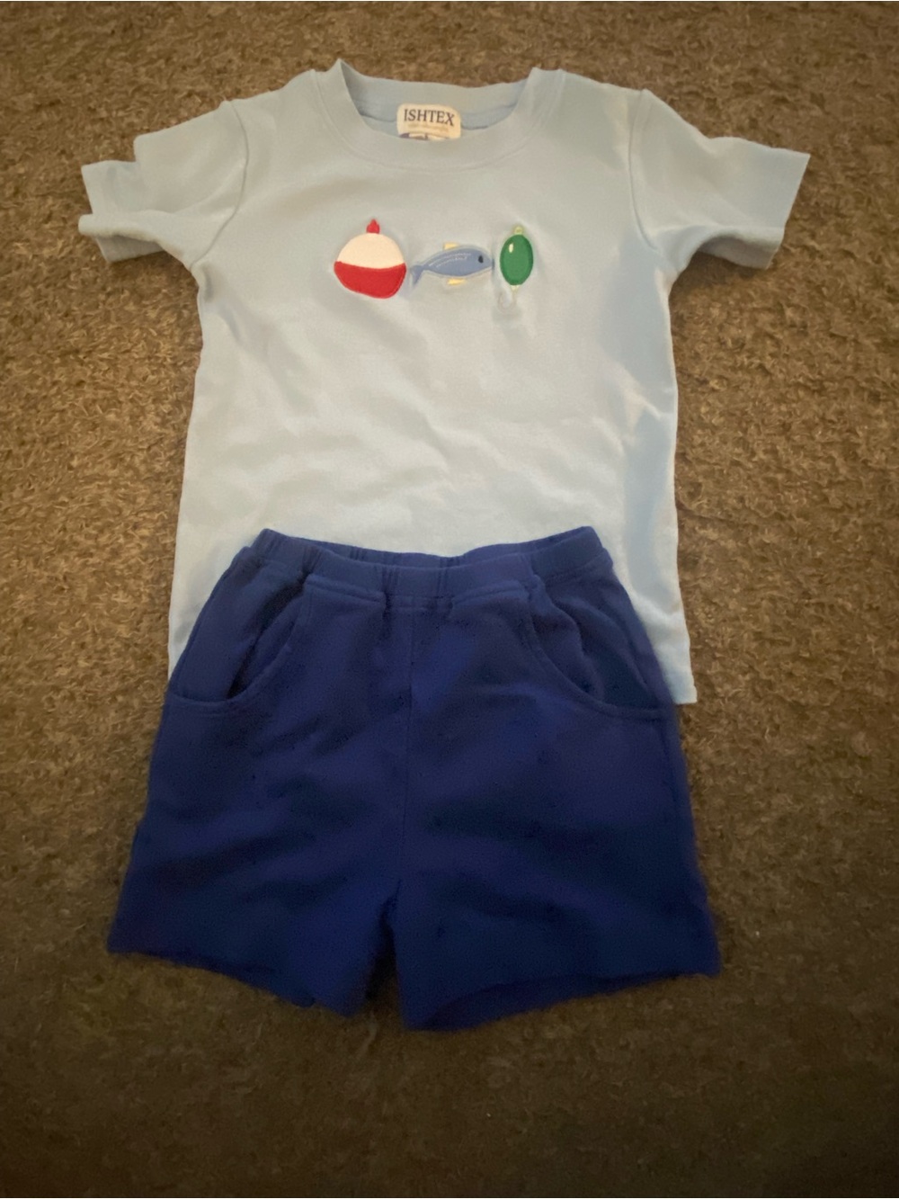 ISHTEX Light Blue Fishing Tee & Navy Shorts Kids Set